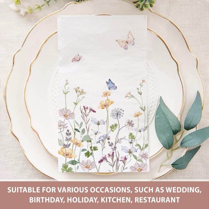Audree 100 Pack Floral Disposable Napkins - Decorative 3-Ply Guest Napkins for Bathroom, Dinner, Wedding, Bridal Shower, Baby Shower, Birthday, and Tea Party - Image 4