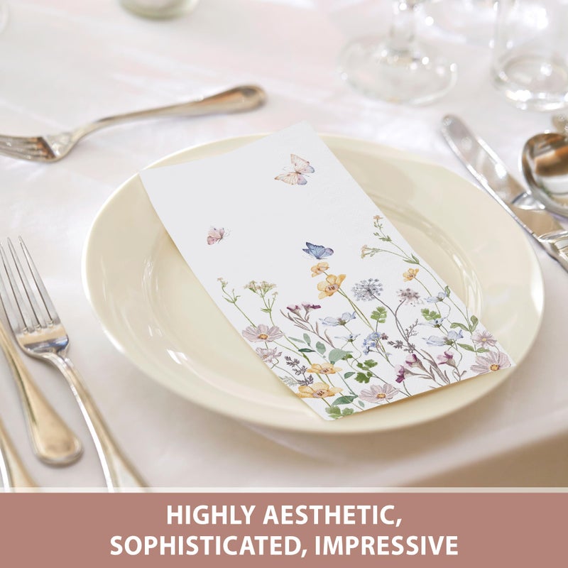 Audree 100 Pack Floral Disposable Napkins - Decorative 3-Ply Guest Napkins for Bathroom, Dinner, Wedding, Bridal Shower, Baby Shower, Birthday, and Tea Party - Image 5