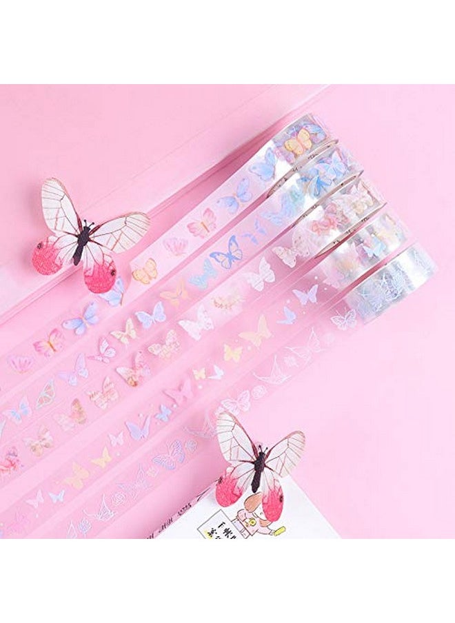 Haomian - 10 Rolls Waterproof Plastic Tape Cute 15Mm Wide Self-Adhesive Tape Butterfly And Fruits Pattern Masking Clear Printed Sticker Lovely Gift For Scrapbook, Bullet Journal, Planner, Arts & Crafts-65.6 Ft - Image 1