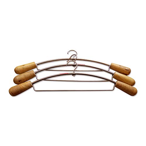 ROLLYWARE Lehenga Hanger India's First Unique Design Wooden Stainless Steel Hanger with Support - Wardrobe, Sarees, Coat, Scarfs & Other Clothes (1 Hanger only) - Image 1