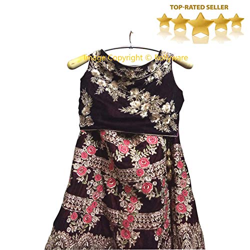 ROLLYWARE Lehenga Hanger India's First Unique Design Wooden Stainless Steel Hanger with Support - Wardrobe, Sarees, Coat, Scarfs & Other Clothes (1 Hanger only) - Image 3
