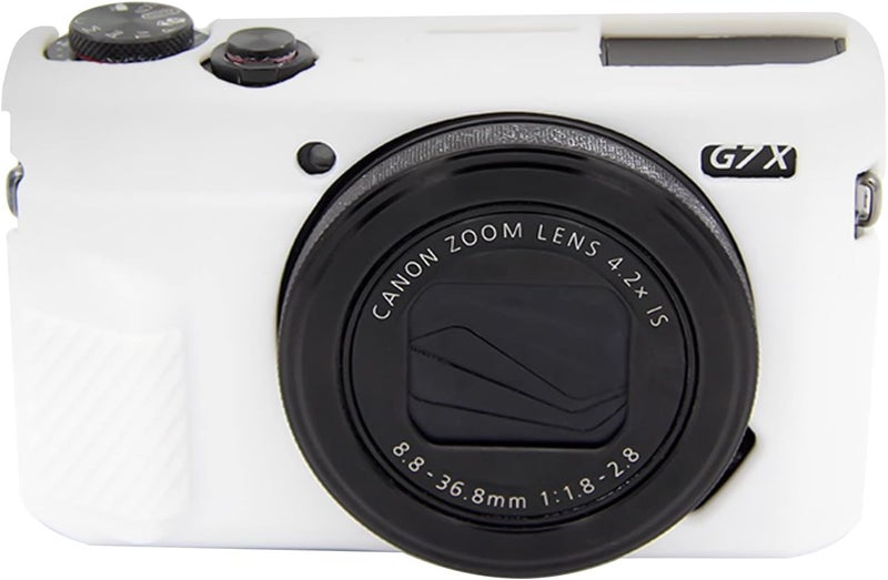 Easy Hood G7X2 Case, Camera Case for Canon G7 X Mark II, Soft Silicone Protective Cover with Removable Lens Cover for Powershot G7X Mark II DSLR Camera White uncovered Market need oriented construction - Image 1