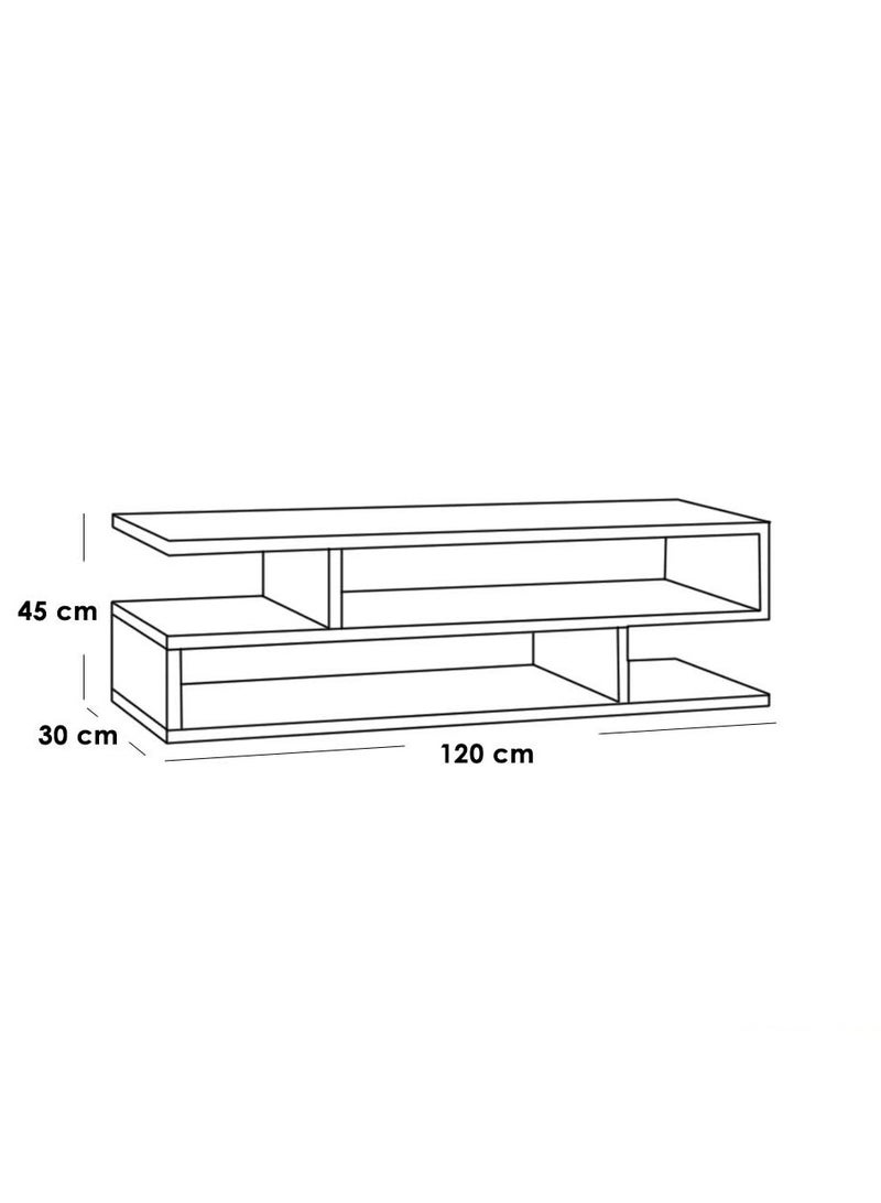 بيتك طاولة تلفاز خشب ام دي اف بني - 120×30×45 سم - Image 2