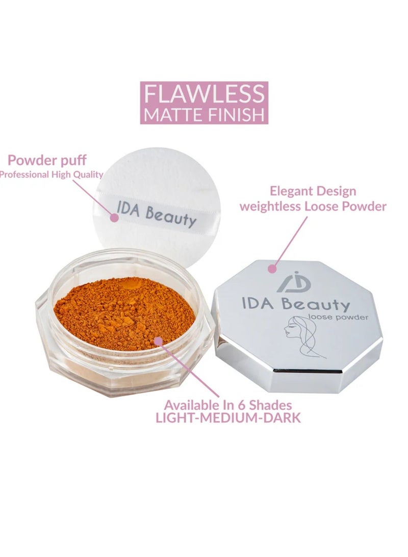 IDA Beauty Weightless Loose Setting Powder | Long-Lasting, Oil-Absorbing, Flawless Matte Finish (Glam 06) - Image 4