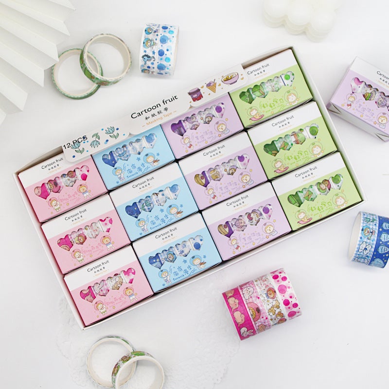 Cartoon And Paper Tape Set Gift Box Hand Account Stickers Color Stationery Tape Decorative Material Stickers Manufacturers - Image 2