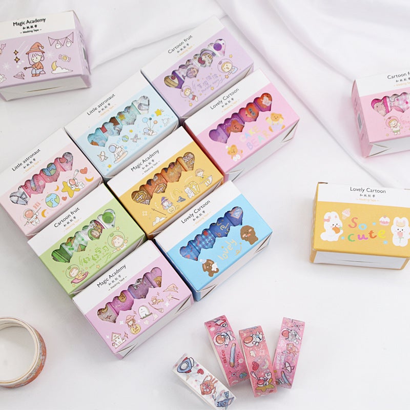 Cartoon And Paper Tape Set Gift Box Hand Account Stickers Color Stationery Tape Decorative Material Stickers Manufacturers - Image 3
