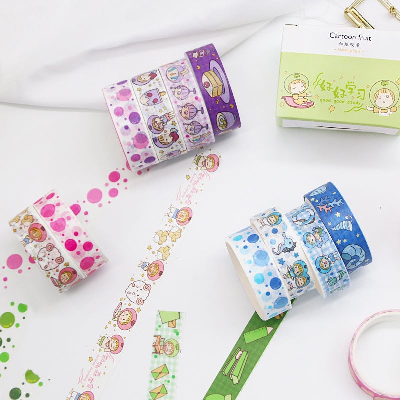 Cartoon And Paper Tape Set Gift Box Hand Account Stickers Color Stationery Tape Decorative Material Stickers Manufacturers - Image 5