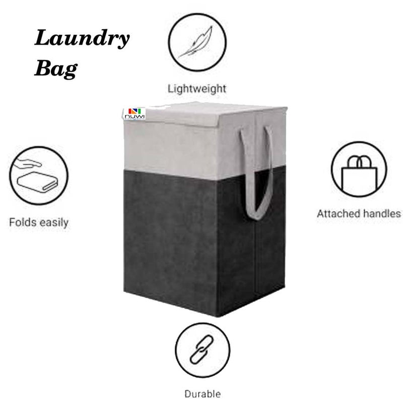 Skylii 75 LTR Foldable Laundry Basket for Clothes NonWoven Laundry Bag Washing Clothes Storage Basket Toy Storage Organizer 36x36x53cm Black - Image 4