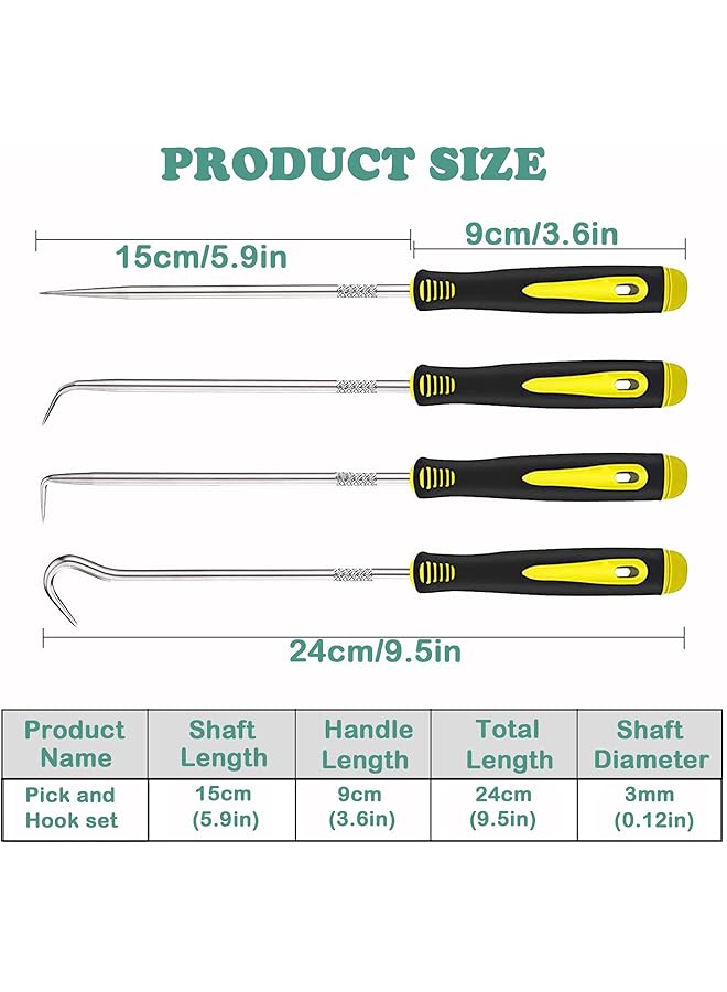KEWAYO 4 Pieces Pick And Hook Set With Rubber Handle Hose For Removing Gasket, Spring, Oil Seal, O-Ring  - Image 3