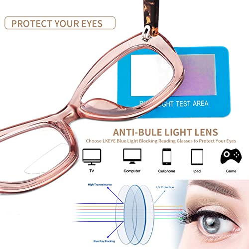 LKEYE Bifocal Reading Glasses for Women Blue Light Blocking Computer Reader With Clear Top Oversized Cat Eye Frame No Line Large Stylish ladies Eyeglasses 3Pack +2.00 - Image 5