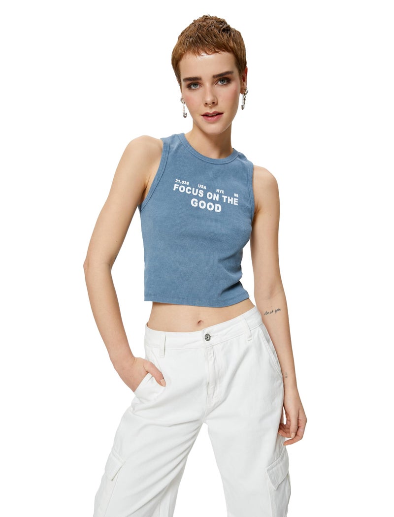 KOTON Women's Printed Crop Tanktop