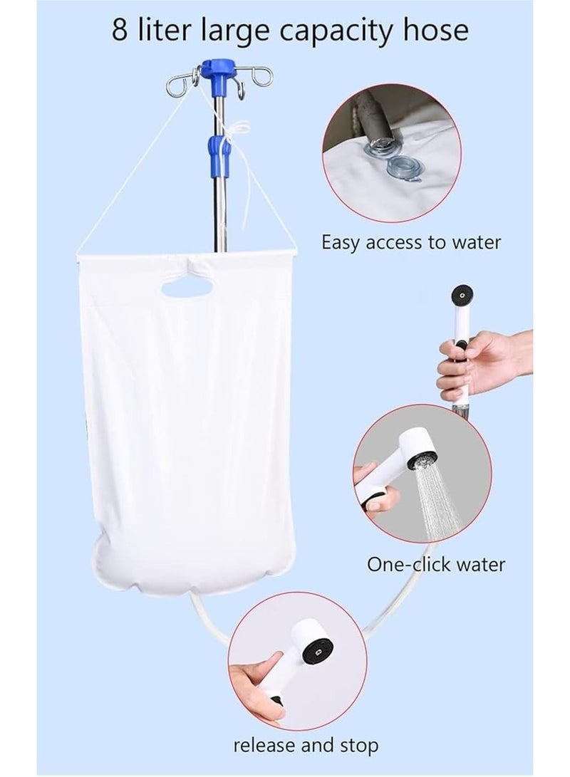 شو وو مجموعة حوض استحمام قابل للنفخ من البولي فينيل كلوريد للبالغين، دش محمول بجانب السرير مع وسادة، مساعد استحمام في السرير لكبار السن طريحي الفراش مع مضخة هواء وكيس ماء - Image 3