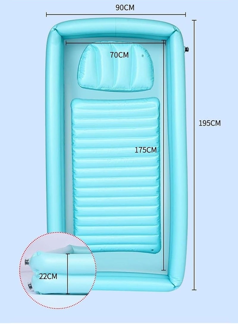 شو وو مجموعة حوض استحمام قابل للنفخ من البولي فينيل كلوريد للبالغين، دش محمول بجانب السرير مع وسادة، مساعد استحمام في السرير لكبار السن طريحي الفراش مع مضخة هواء وكيس ماء - Image 5