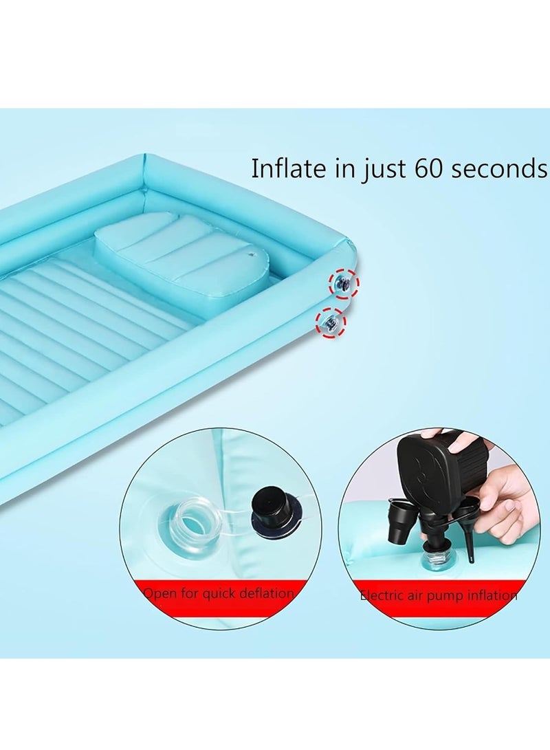 شو وو مجموعة حوض استحمام قابل للنفخ من البولي فينيل كلوريد للبالغين، دش محمول بجانب السرير مع وسادة، مساعد استحمام في السرير لكبار السن طريحي الفراش مع مضخة هواء وكيس ماء - Image 4