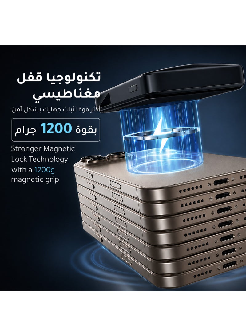 اي اس ار ESR بطارية شحن ماج سيف متنقلة 5000mAh (Qi2 معتمد) شحن لاسلكي سريع 15 واط، مع مسند قابل للطي، شاحن MagSlim بقوة 20 واط، أسود 5000 mAh - Image 5