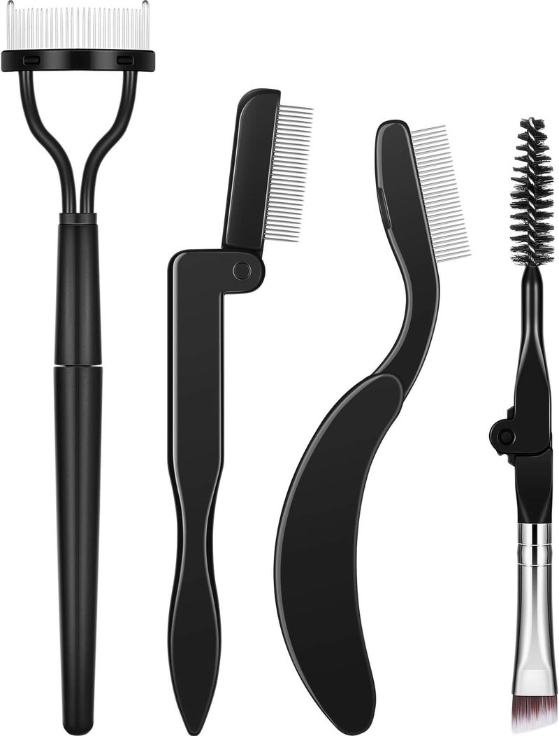 BOAO Folding Eyebrow Comb Eyelash Separator Eyebrow Eyelash Grooming Brush for Making Up Supplies (Style A, 4 Pieces) - Image 1