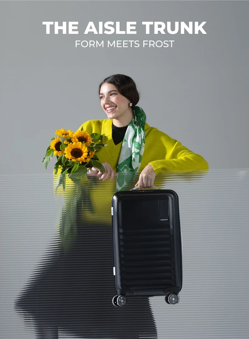 موكوبارا للتجارة ذ.م.م حقيبة سفر بعجلات من البولي كربونات المتين بلون أسود