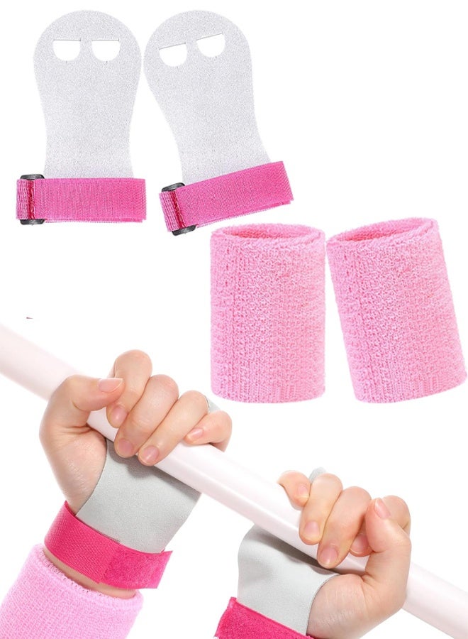 2 Sets Gymnastics Hand Grips with Wristbands Palm Wrist Support for Kids Youth Workout - Image 1