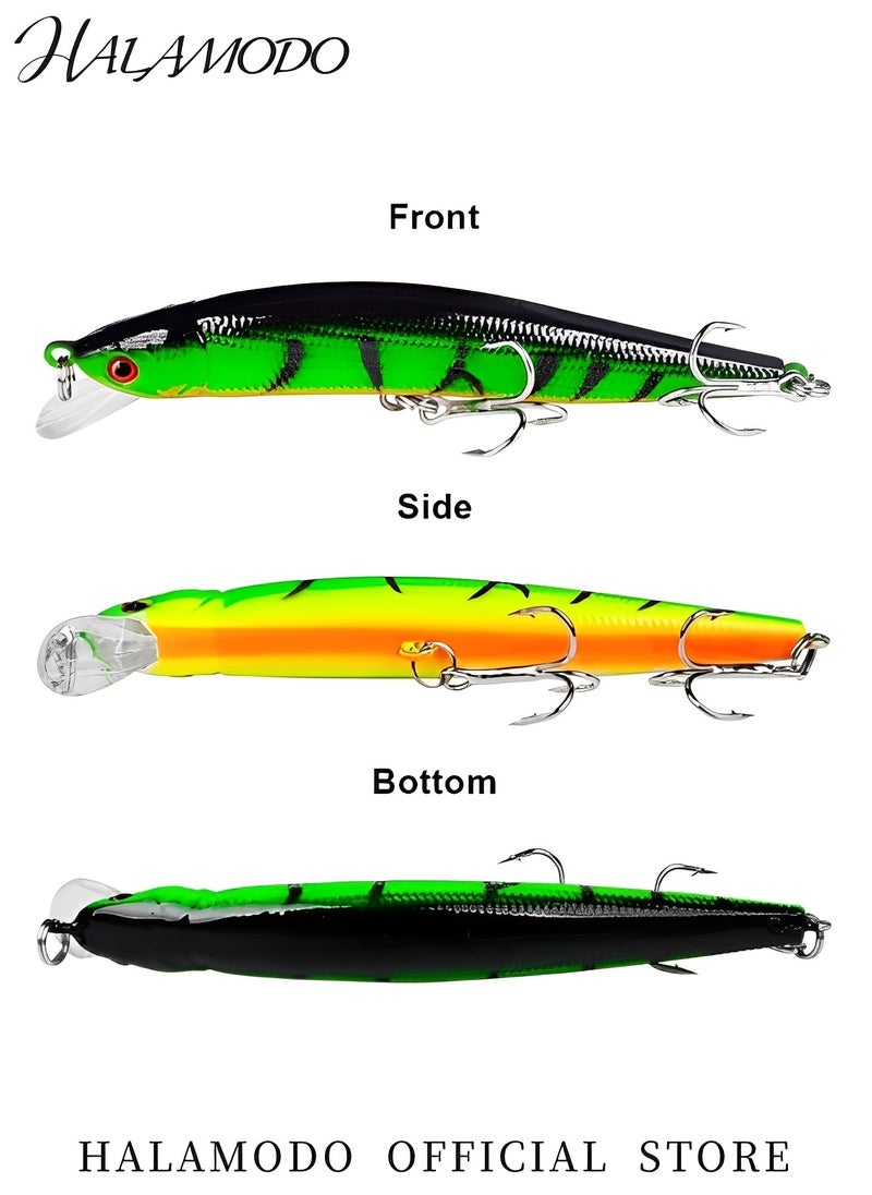 HALAMODO 10PCS Fishing Lures Hard Bait with Hooks 3D Minnow Crankbait Life-Like Swimbait Bass Trout Baits Kit Slender Jerbait Flash Fishing Lure for Saltwater & Freshwater  - Image 4