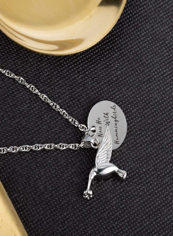 Gredstar Now He Flies With Hummingbirds Urn Necklace Cremation Jewelry Stainless Steel Memorial Pendant for Ashes - Image 5