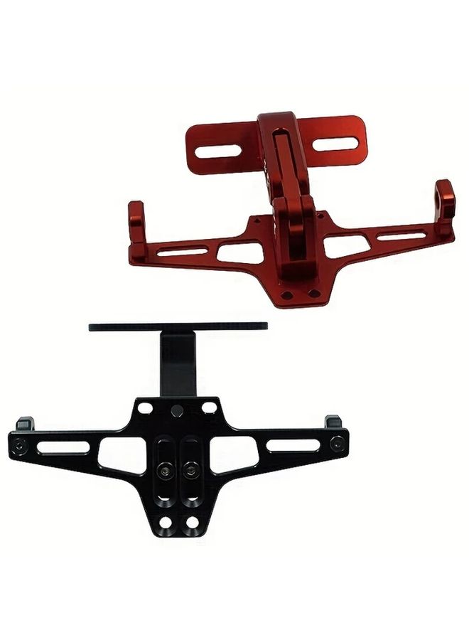 1 Set CNC Aluminum Alloy Motorcycle License Plate Holder Stretchable Durable Polished Finish High Strength Frame Modification Black With Light - Image 3