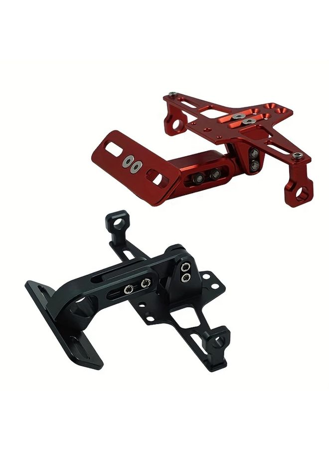 1 Set CNC Aluminum Alloy Motorcycle License Plate Holder Stretchable Durable Polished Finish High Strength Frame Modification Black With Light - Image 4