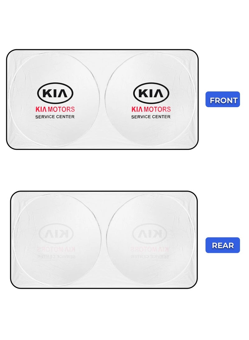 KIA Car Windshield Sun Shade, Foldable UV Rays and Heat Protector, Reflective Sun Visor, Keeps Vehicle Cool, Universal Fit, Easy Installation - KIA - Image 2