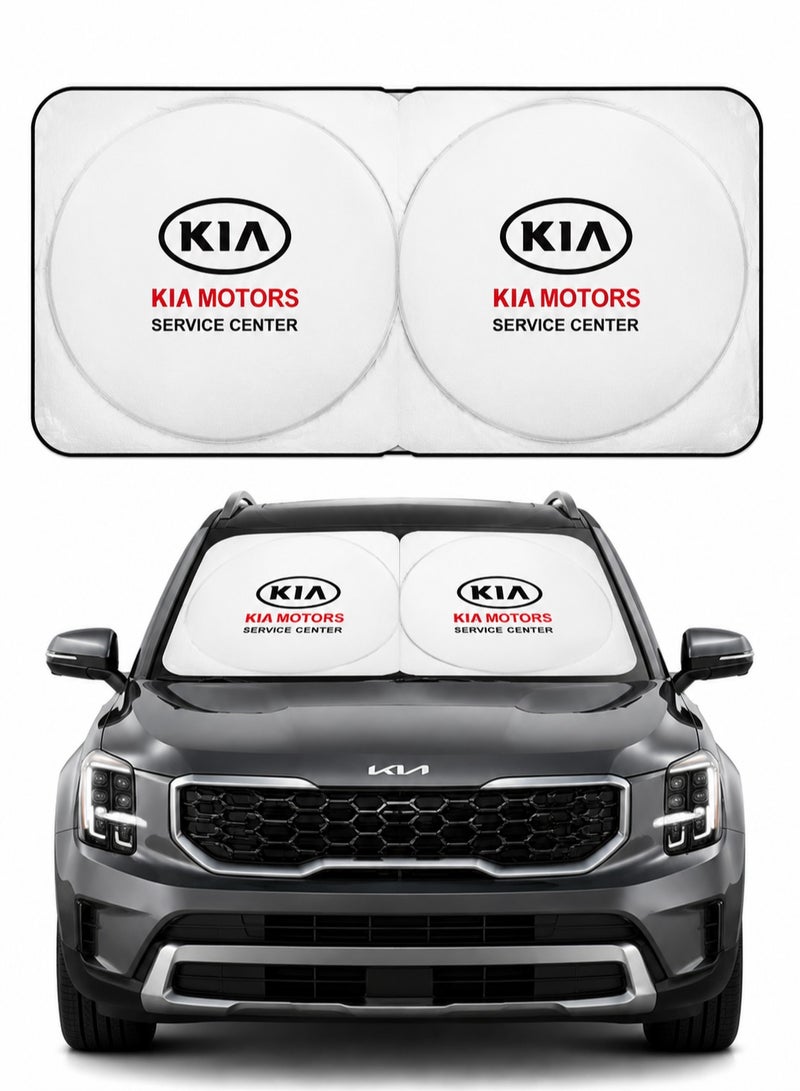 KIA Car Windshield Sun Shade, Foldable UV Rays and Heat Protector, Reflective Sun Visor, Keeps Vehicle Cool, Universal Fit, Easy Installation - KIA - Image 1