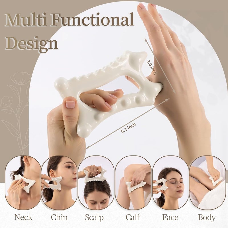 InfiniteRelax Ceramic Body Gua Sha Tool, Advanced Face&Body Gua Sha Massage Tools Skin Care for Mother Women Men, Korean 괄사 Gua Sha Facial Tools (Dual Row of Massage) - Image 5