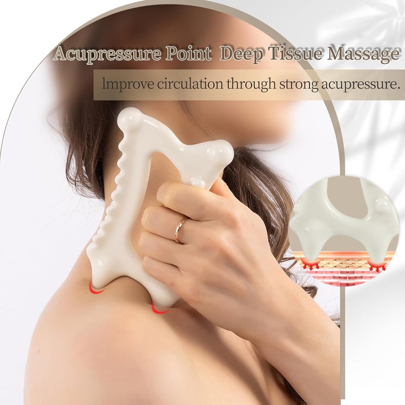 InfiniteRelax Ceramic Body Gua Sha Tool, Advanced Face&Body Gua Sha Massage Tools Skin Care for Mother Women Men, Korean 괄사 Gua Sha Facial Tools (Dual Row of Massage) - Image 2