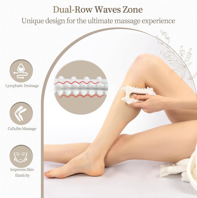 InfiniteRelax Ceramic Body Gua Sha Tool, Advanced Face&Body Gua Sha Massage Tools Skin Care for Mother Women Men, Korean 괄사 Gua Sha Facial Tools (Dual Row of Massage) - Image 3