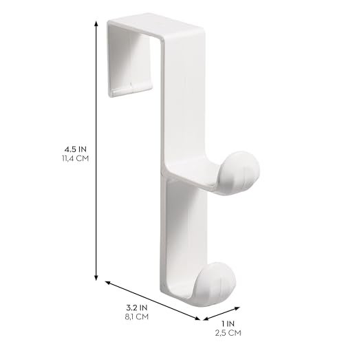 InterDesign حامل خطاف مزدوج بلاستيكي فوق الباب من iDesign للمعاطف والسترات والقبعات والعباءات والمناشف، مثالي للحمام وغرفة النوم وغرفة الطين، مجموعة من 3، أبيض - Image 3