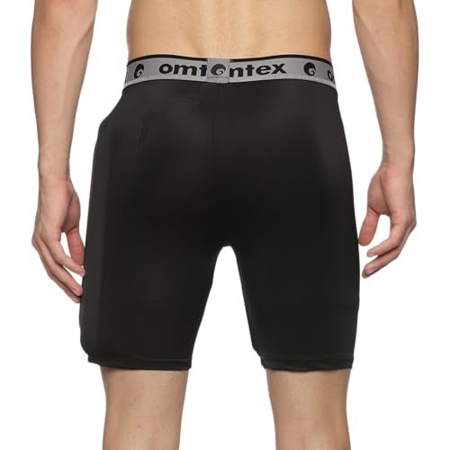 omtex Compression Batting Shorts for Right-Handed Cricketers with Inner Pad – Black - L - Image 4