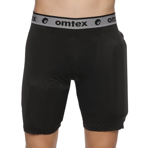 omtex Compression Batting Shorts for Right-Handed Cricketers with Inner Pad – Black - L - Image 3