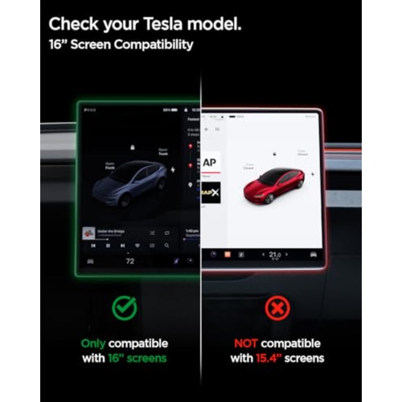 واقي شاشة من الزجاج المقوى [GLAStR EZ FIT] لـ 16 Tesla Model Y Standard/Premium 2026، موديل Y Performance (2026/25) [شاشة لمس لوحة القيادة مقاس 16 بوصة] - غير لامع/مضاد للوهج/مضاد للبصمات - Image 3