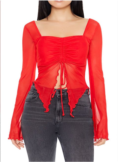 Sheer Split-Hem Top