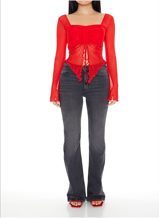 Sheer Split-Hem Top