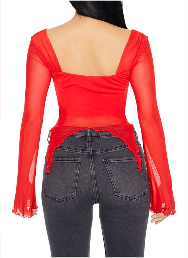 Sheer Split-Hem Top