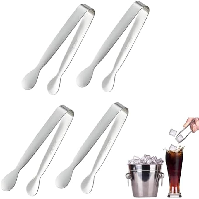 nalaina 4Pack Stainless Steel Sugar Tongs Ice Tongs Mini Kitchen Tongs For Coffee Bar Tea Party Appetizers Durable Rust Resistant 11Cm - Image 2