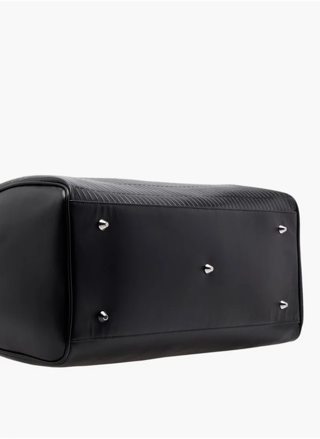 DUCHINI Men's Textured Duffle Bag with Detachable Strap and Zip Closure One Size