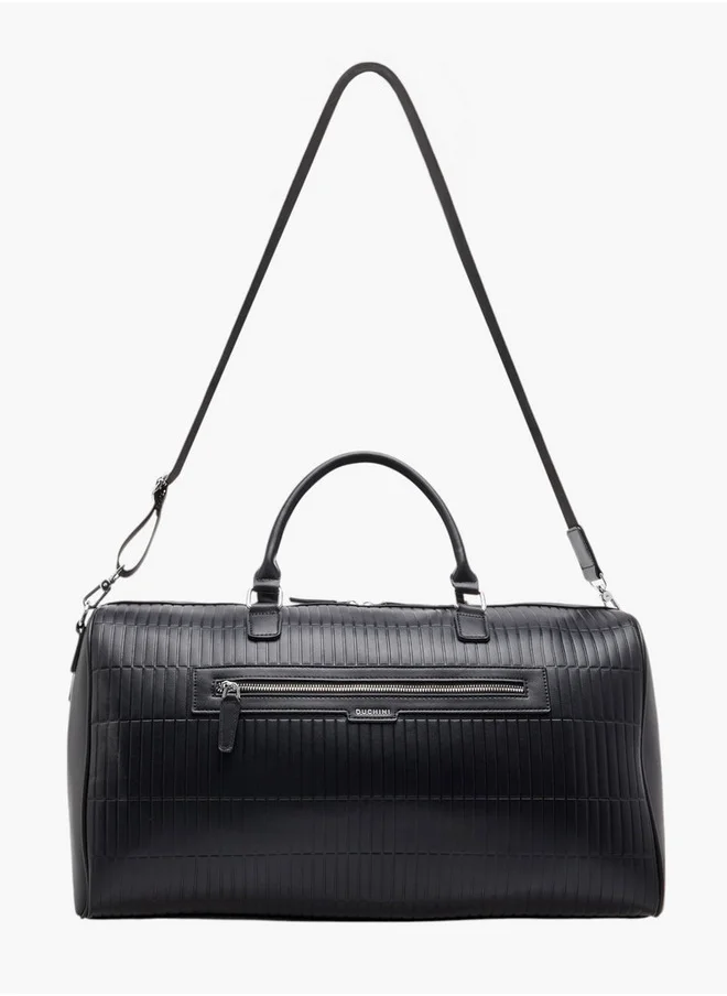 دوتشيني Men's Textured Duffle Bag with Detachable Strap and Zip Closure One Size