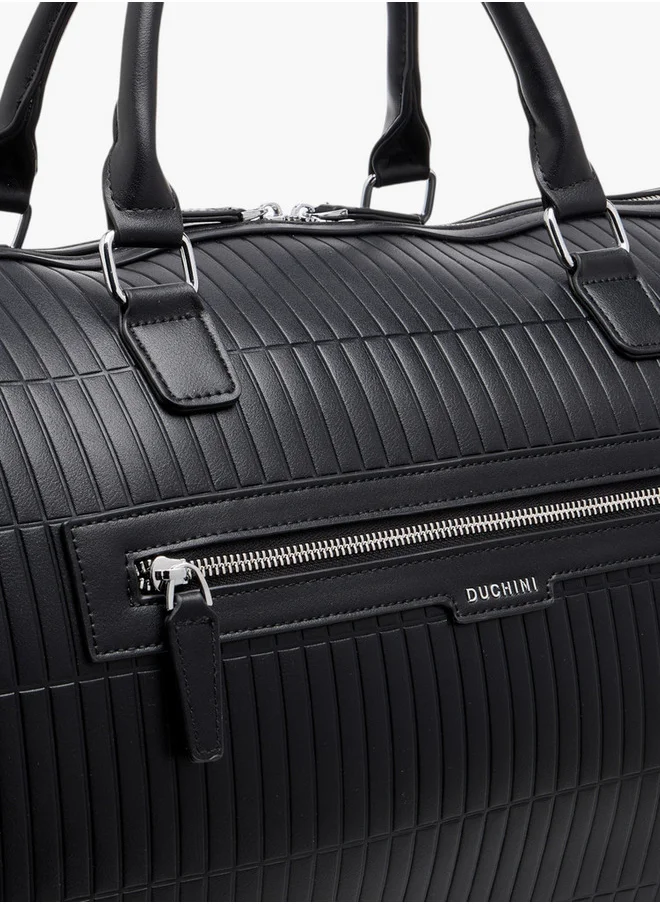 DUCHINI Men's Textured Duffle Bag with Detachable Strap and Zip Closure One Size