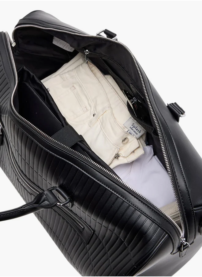 DUCHINI Men's Textured Duffle Bag with Detachable Strap and Zip Closure One Size