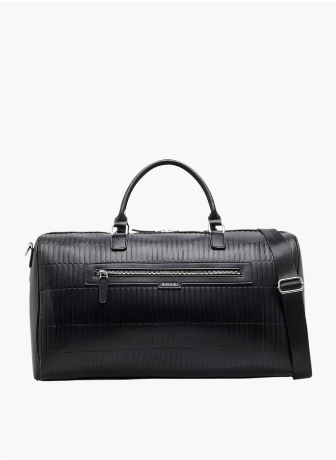 دوتشيني Men's Textured Duffle Bag with Detachable Strap and Zip Closure One Size