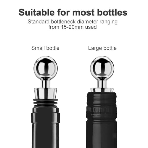 ERZA Wine and Beverage Bottle Stoppers with Grip Top, Wine Saver, Reusable Corks, Silicone Vacuum Wine Stopper for Bar, Keep Wine Fresh Suitable for Standard Bottle Holiday Party, Silver, Pack of 1 - Image 2
