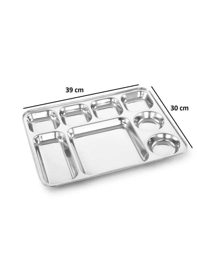 Expresso Expresso - Heavy Duty Stainless Steel Rectangle Dinner Plate w/8 Sections Divided Mess Trays for Kids Lunch, Camping, Events & Every Day Use Kitchenwares - Set of 5 Pcs  - Image 4