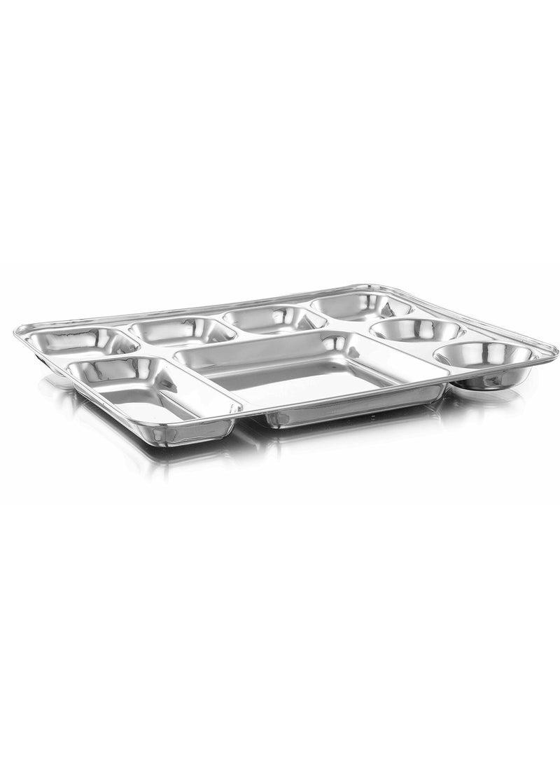 Expresso Expresso - Heavy Duty Stainless Steel Rectangle Dinner Plate w/8 Sections Divided Mess Trays for Kids Lunch, Camping, Events & Every Day Use Kitchenwares - Set of 5 Pcs  - Image 3