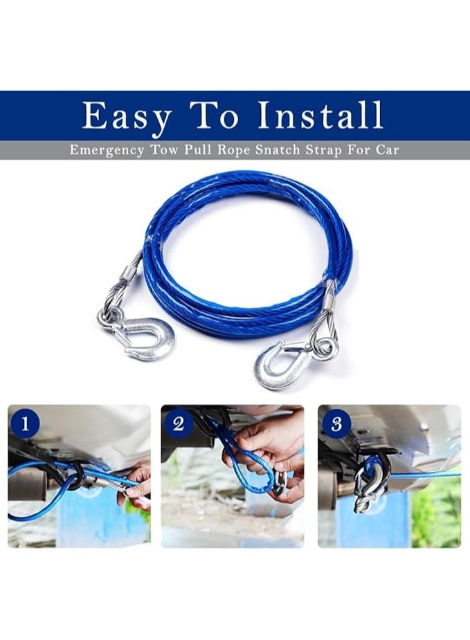 Heavy Duty Car Tow Wire – 4m High Strength Steel Cable with Hook – 5 Ton Capacity for Emergency Use - Image 3