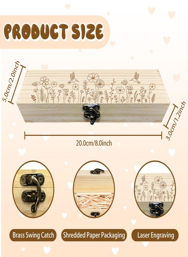 CHGCRAFT Pregnancy Test Keepsake Box Hummingbirds Wooden Pregnancy Announcement Gifts Box with Raffia Ribbon and Lock Announcement Gifts for Dad Husband, 8x2x1.2inch - Image 2