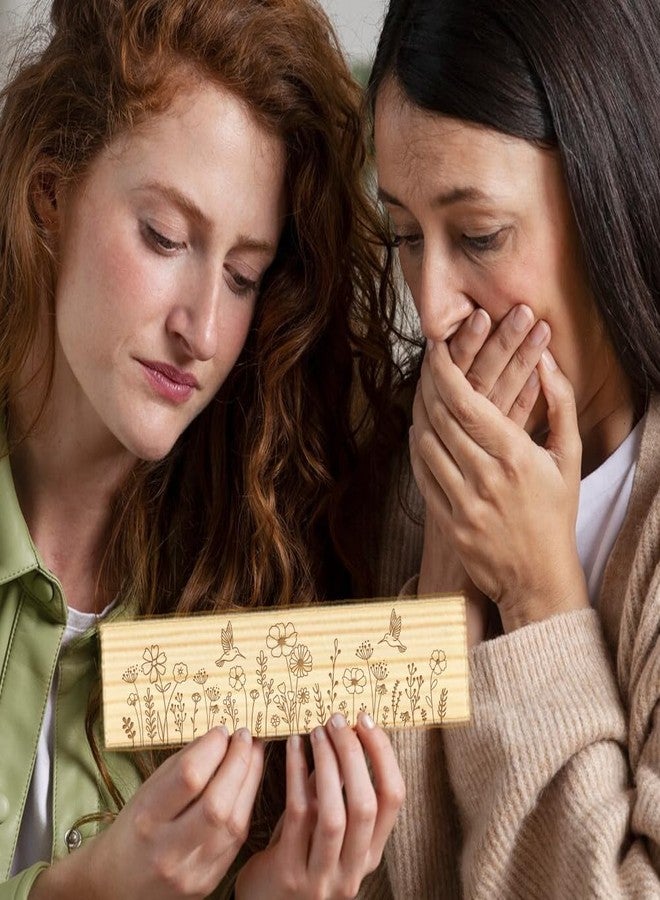 CHGCRAFT Pregnancy Test Keepsake Box Hummingbirds Wooden Pregnancy Announcement Gifts Box with Raffia Ribbon and Lock Announcement Gifts for Dad Husband, 8x2x1.2inch - Image 5